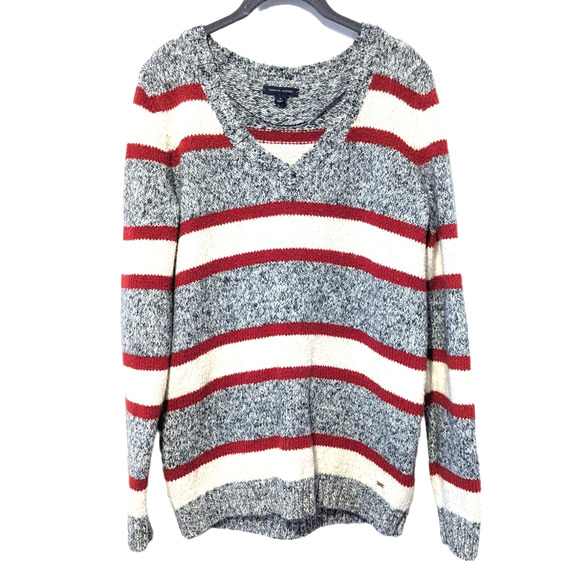 Tommy Hilfiger Y2K Oversized Slouchy Striped Sweater Cotton - Picture 2 of 6